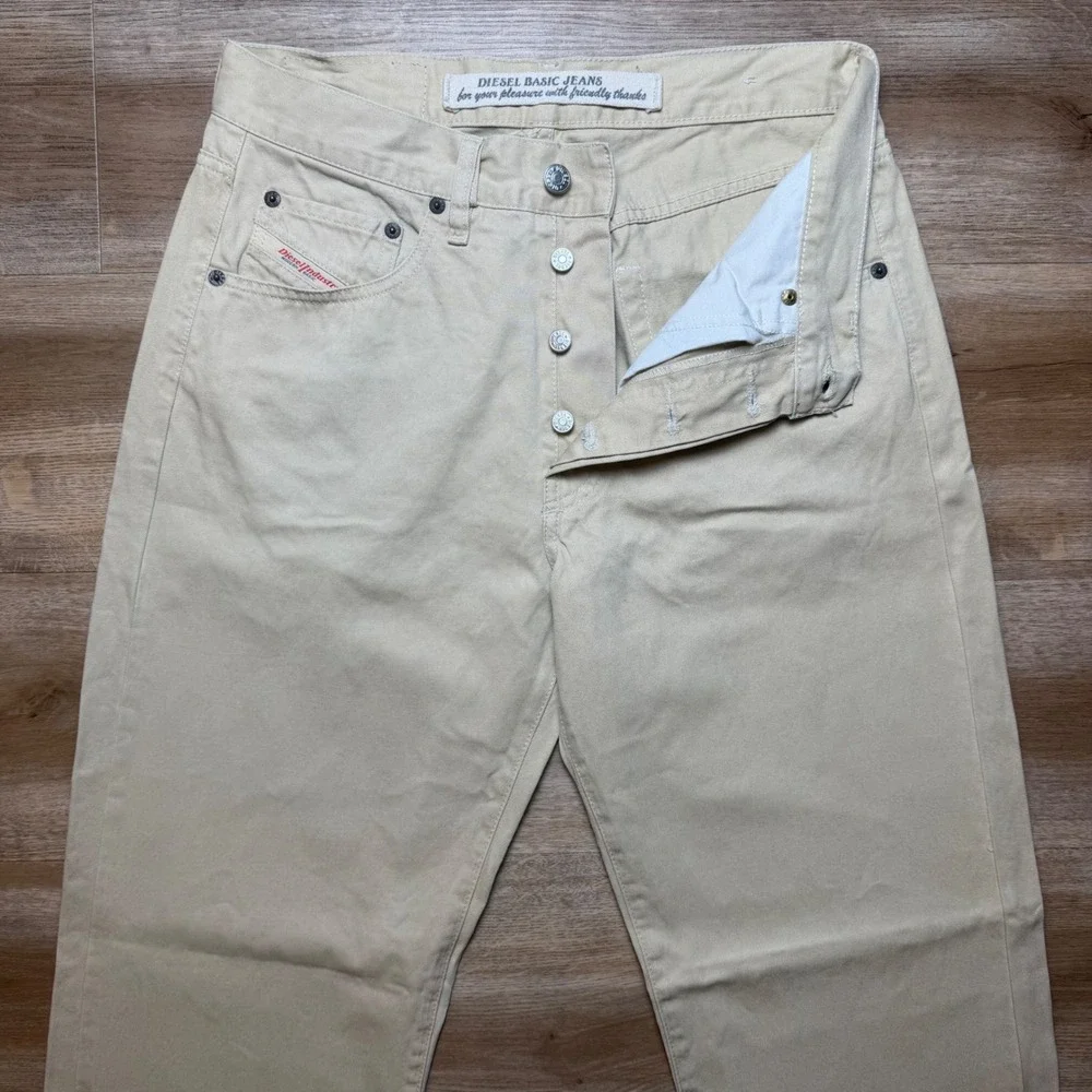Diesel Cheyenne Jeans Mens 31x32 Beige Khaki Straight Leg Made In Italy (Tag 32)